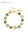 Clover Lucky Leaf Enamel Charm Bracelet Jewelry Gift