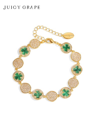 Clover Lucky Leaf Enamel Charm Bracelet Jewelry Gift