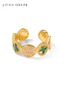 Clover Lucky Leaf Enamel Adjustable Ring Jewelry Gift