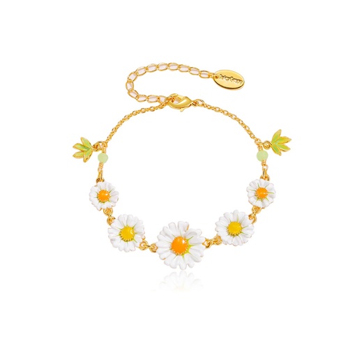 Daisy Flower Enamel Thin Strand Bracelet Handmade Jewelry Gift