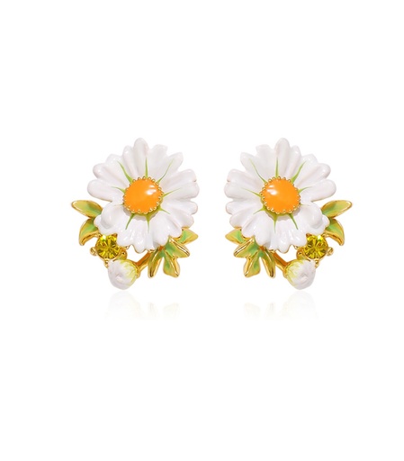Daisy Flower Enamel Stud Earrings Handmade Jewelry Gift