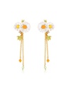 Daisy Flower Enamel Tassel Stud Earrings Handmade Jewelry Gift
