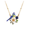 Bird And Flower Enamel Pendant Necklace Handmade Jewelry Gift