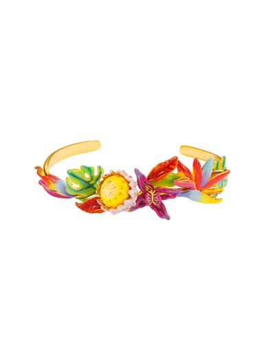 Colorful Flower Enamel Cuff Bracelet Handmade Jewelry Gift