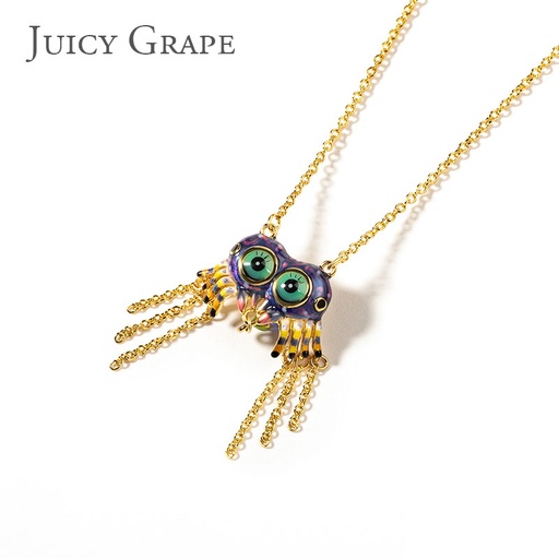 Big Eyes Spider Tassel Enamel Necklace