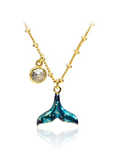Mermaid Fish Tail Enamel Pendant Necklace Handmade Jewelry Gift