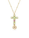 Cross And Flower Enamel Pendant Necklace Handmade Jewelry Gift