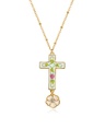 Cross And Flower Enamel Pendant Necklace Handmade Jewelry Gift