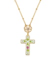 Flower And Cross Enamel Pendant Necklace Handmade Jewelry Gift
