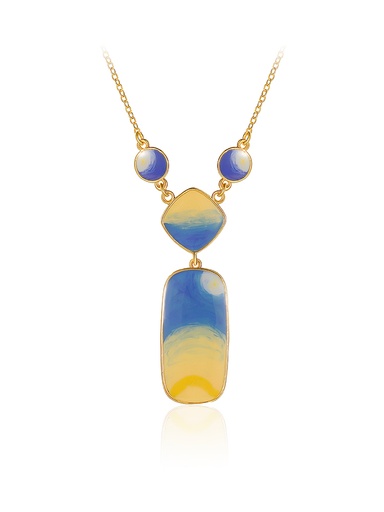 Starry Night Enamel Pendant Necklace Handmade Jewelry Gift
