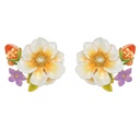 Jasmine Flower Pearl Enamel Stud Earrings
