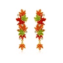 Maple Leaf And Zircon Enamel Dangle Stud EarringsAdjustable Ring