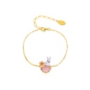 Cute Rabbit Bunny With Stone Flower Enamel Thin Bracelet
