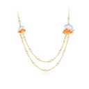 Fish And Pearl Enamel Strand Chain Necklace