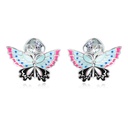 Butterfly And Zircon Enamel Stud Earrings
