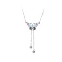Butterfly And Zircon Enamel Pendant Tassel Necklace