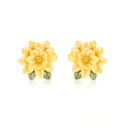 Yellow Flower Enamel Stud Earrings Jewelry Gift