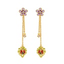 Daisy Flower And Ladybug Tassel Enamel Earrings