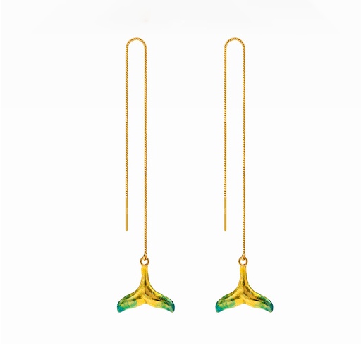 Mermaid Fish Tail Long Tassel Enamel Earrings