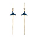 Mermaid Fish Tail Long Tassel  Enamel Hook Earrings