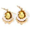 Broken Egg White Pink Shell Yellow Chicken Enamel Hook Earrings