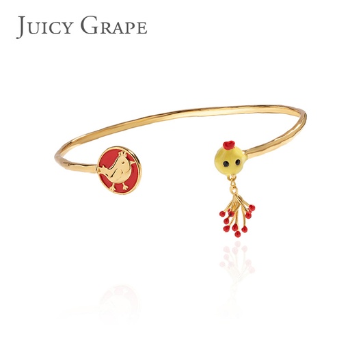 Enamel Glazed Yellow Chick Berry Bracelet 18K Gold Plated
