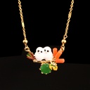 Enamel Snow Owl Baby Crystal Owl Necklace /Clavicle Chain