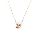 European American Hand Painted Enamel Glaze Necklace Jewelry Skull Pendant