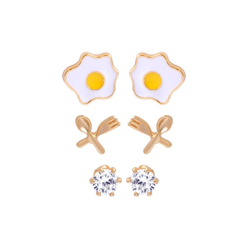 Flower Diamond 3 Pair Enamel Earrings Jewelry Stud Earrings