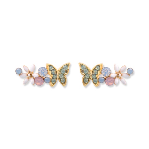 Butterfly Flower Enamel Stud Earrings