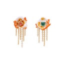 Flower Tassel Enamel Earrings Jewelry Stud Earrings