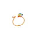 Fish and Pearl Enamel Adjustable Ring