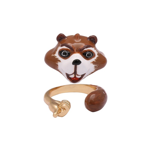 Bear Enamel Adjustable Ring Set