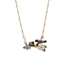 Flower And Bird Nest Enamel Necklace