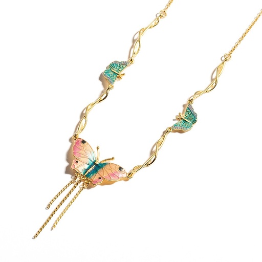 Butterfly Pendant Enamel Necklace