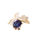 Hand Painted Enamel Glaze Unicorn Zodiac Blue Cristal Gilded Ring