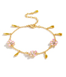 [20041251] Cherry Blossom Flower Asymmetrical Enamel Hook Earrings