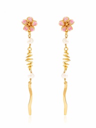 [20041207] Cherry Blossom Flower Enamel Stud Earrings
