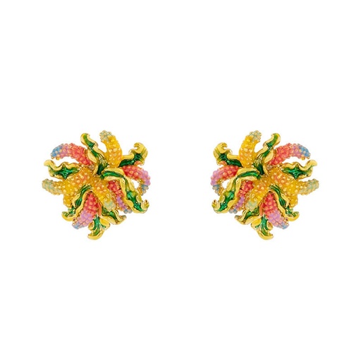 Colorful Yellow Wheat Enamel Stud Earrings Jewelry Gift