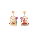 Canary Birdcage Asymmetrical Enamel Earrings