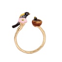 Oriole And Nest Enamel Adjustable Ring