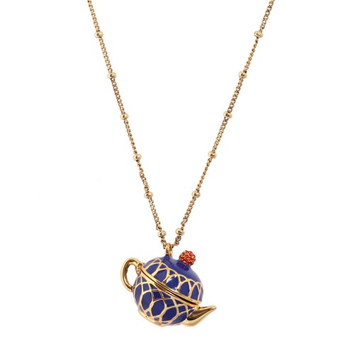 Teapot Sweater Long Chain Enamel Pendant Necklace Jewelry Gift
