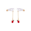 Hand Red Apple Enamel Earrings Jewelry Stud Hook Earrings