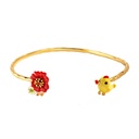 Cute Yellow Chicken And Red Flower Enamel Adjustable Bracelet