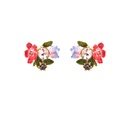 Pink Purple Red Blue Pansy Flower And Zircon Enamel Stud Earrings Jewelry Gift