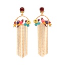 Colorful Bird Yellow Flower Long Tassel Enamel Dangle Earrings Jewelry Gift