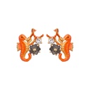 Hippocampus Enamel Earrings Jewelry Stud Clip Earrings
