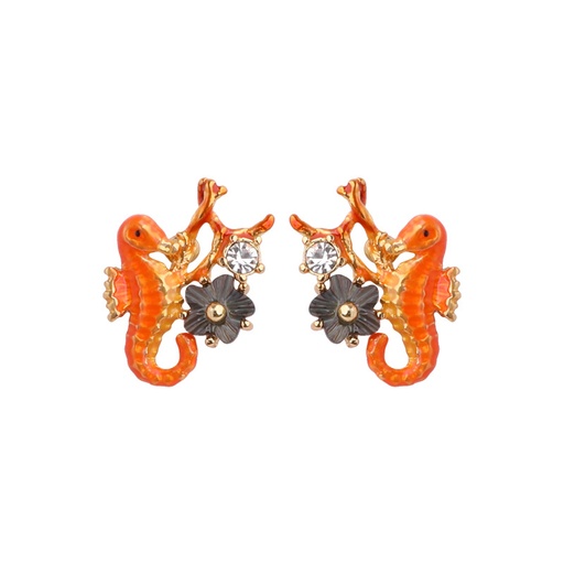 Hippocampus Enamel Earrings Jewelry Stud Clip Earrings