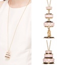 Cake Pendant Long Chain Enamel Necklace