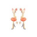 Mouse Pumpkin High-heeled Crystal Shoes Enamel Earring